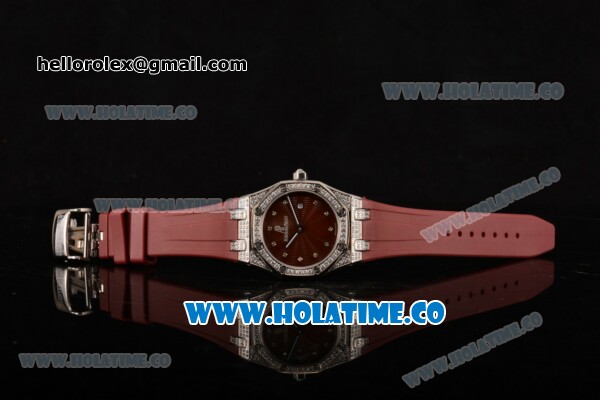 Audemars Piguet Royal Oak Lady Swiss Quartz Steel/Diamonds Case with Diamonds Markers and Brown Dial (EF) - Click Image to Close